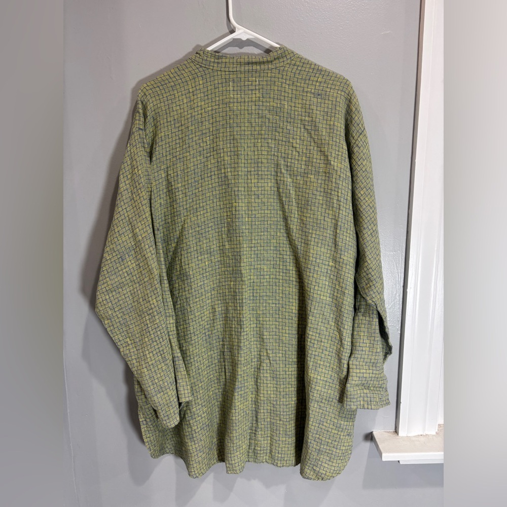 Flax Green Plaid Casual Button Down Shirt - Picture 3 of 7